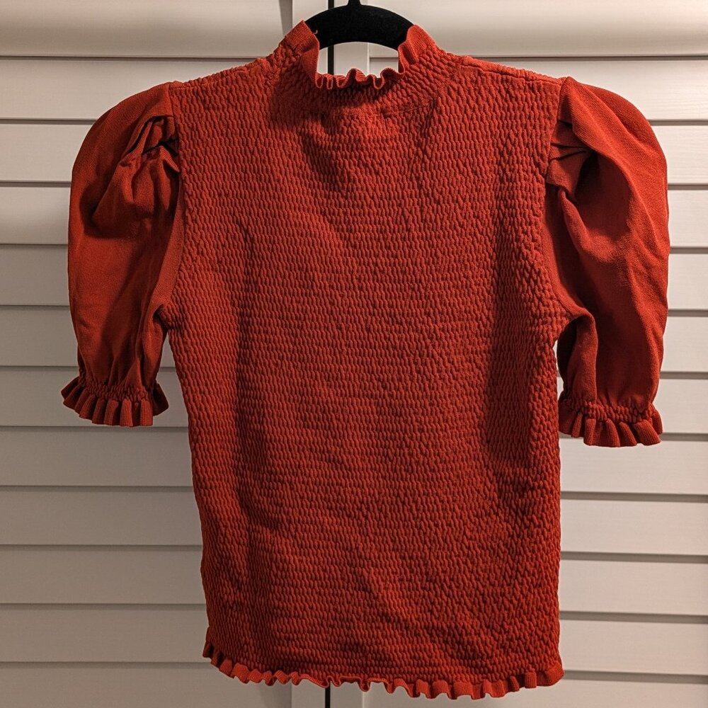 Rust/Burnt Orange Catherine Malandrino Stretch Ruffle Top